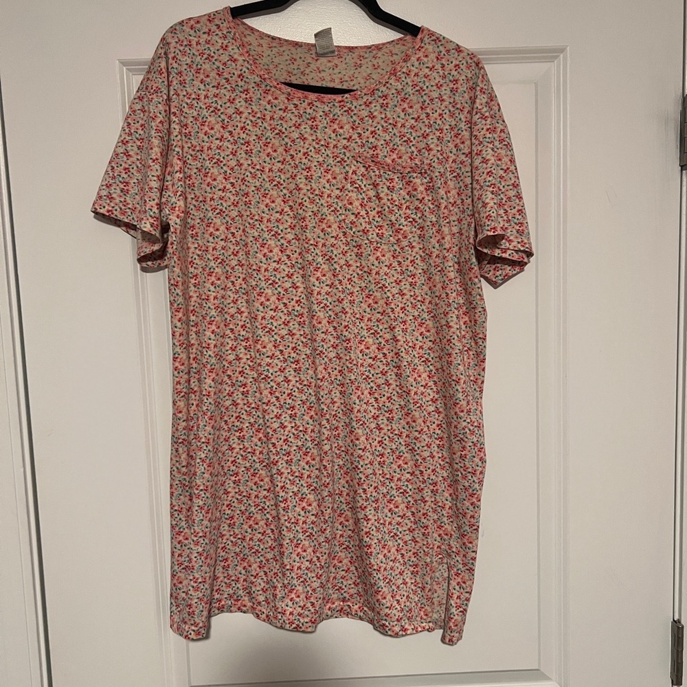 Lands' End Pink Floral Women's Sleep Dress